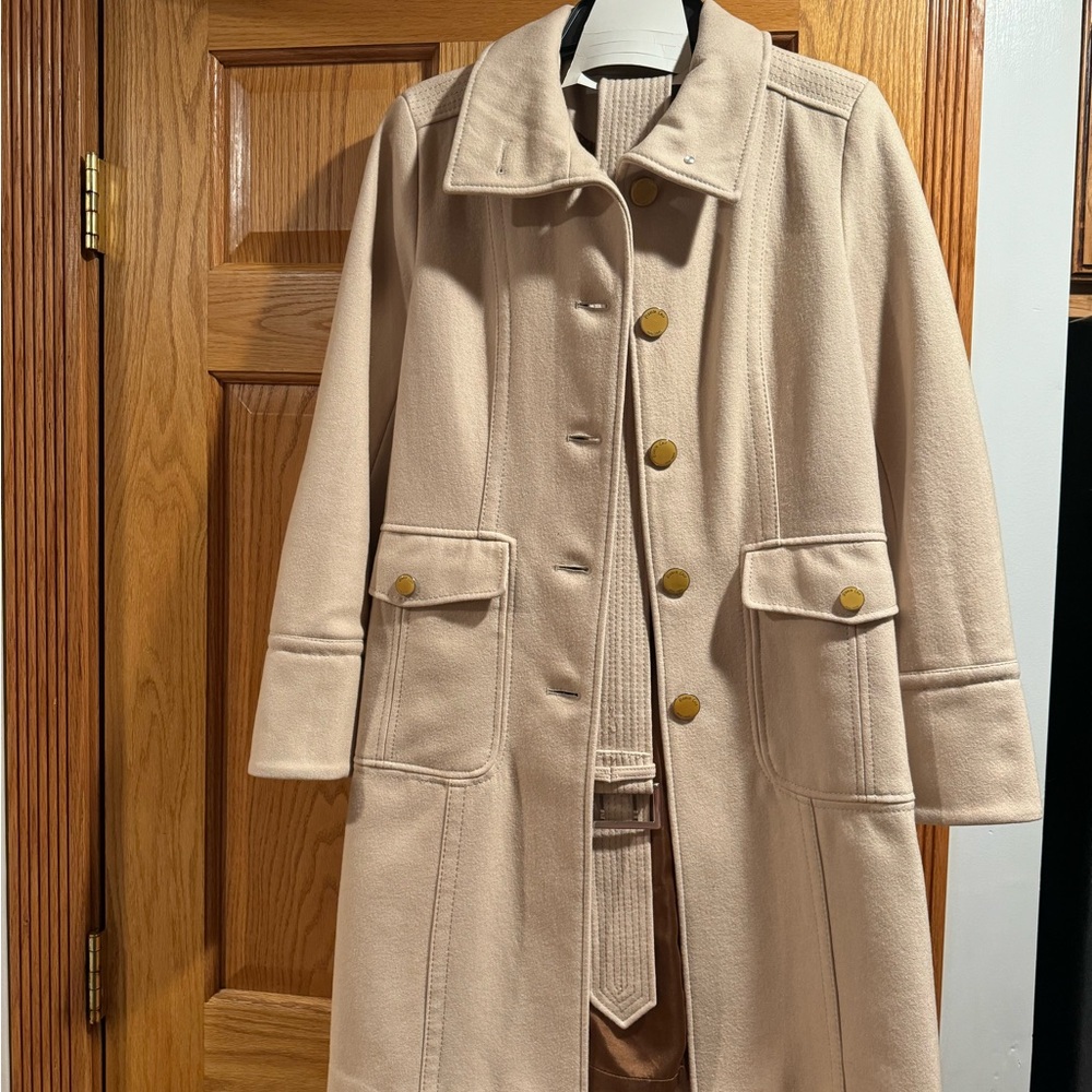Cream wool blend winter coat